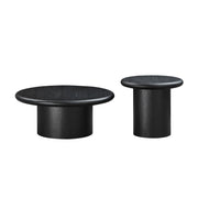 2-Piece Modern Round Coffee Table Set for Living Room,Easy Assembly Coffee Tables, End Side Tables for Leisure Area,Office,Black
