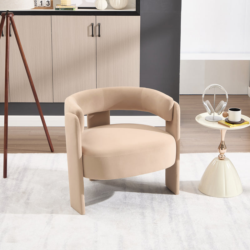 Accent Chair for Living Room, Velvet Comfy Single Sofa Chair Mid-Century Modern Armchair Wooden Legs for Bedroom Office Reading