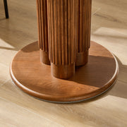 33.07 inch Mid-Century Round Dining Table, 9mm Sintered Stone Recessed Tabletop, Solid Wood Reinforced MDF Frame, Compact Circular Bistro Table for Kitchen Dining Room