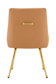 Leather Upholstered Modern Dining Chair with Diamond Tufted Button Back - Dining Room Negotiation Room Cafe Office Accent Chair (Light Brown, Set of 2)