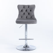 Swivel Barstools Adjusatble Seat Height From 25-33", Modern Upholstered Base Bar Stools With Backs Comfortable Tufted For Home Pub And Kitchen Island (Set of 2)