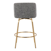 Toriano - Contemporary, Fixed Height Counter Stool With Swivel With Round Footrest (Set of 2)