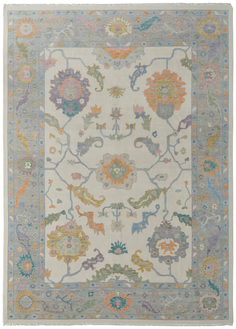 Karina Transitional Floral & Botanical, Ivory/Orange/Blue