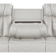 Challenger Modern Contemporary LED Power Recliner 3PC(Sofa + Loveseat + Chair) including cup holders Loveseat with console & Bluetooth speakers made with wood and metal frame in Beige