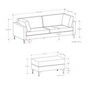 Ava - Mid Century Sofa With Ottoman Set