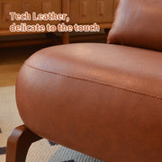 Cute Accent Chair with Solid Wood Legs, Faux Leather Living Room Chair with Soft Cushion, Cozy Bedroom Chair, Comfy Armless Reading Chair for Apartment, Waiting Room, Balcony,Set of 2 (Brown)