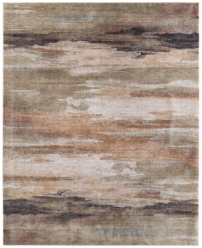 Pearson Modern Abstract, Green/Ivory/Brown