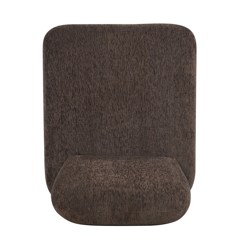 Modern Armless Accent Chair with Curved Wood Base, Linen Upholstered Slipper Chair with Lumbar Pillow, High-Back Lounge Chair for Living Room, Bedroom & Reading Nook,