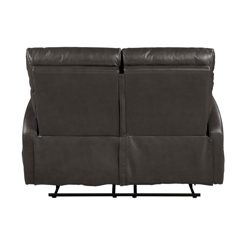 Reclining Sofa Set 2pc Espresso Faux Leather Sofa Loveseat with Side Pockets Plush Foam Comfort Modern Wall-Hugger Design Living Room Furniture