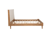 Queen Size Wood Bed with Piano Key Style Upholstered Headboard , Wood Bed with Strengthened Bed Frame ,Wheat (old sku:W504S00257)
