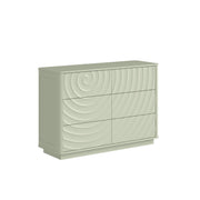 6 Drawer Dresser for Bedroom, 46.5' Wide Modern Large Chest of Drawers with Handle Free & Ripple Design,Wooden Clothes Storage Organizer for Closet, Nursery, Living Room, Apartment, Sage Green