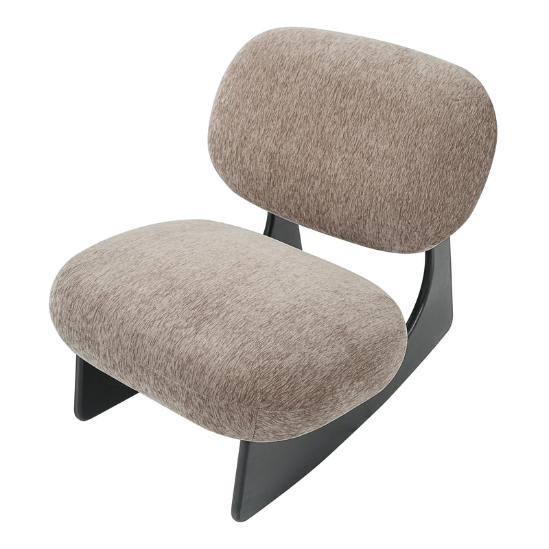 Modern Curved Hollow Base Rocking Accent Chair, Soft Textured Chenille Upholstered Armless Rocker Lounge Chair, Unique Sculptural Rocking Chair for Living Room Bedroom Nursery