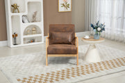 Mid Century Modern Accent Chair with Solid Wood Frame, Upholstered Living Room Chairs with Waist Cushion, Reading Armchair for Bedroom Sunroom