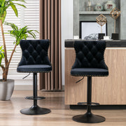 Swivel Barstools Adjusatble Seat Height, Modern Upholstered Bar Stools With Backs Comfortable Tufted For Home Pub And Kitchen Island (Set of 2)