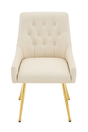 Leather Upholstered Modern Dining Chair with Diamond Tufted Button Back - Dining Room Negotiation Room Cafe Office Accent Chair (Off White, Set of 2)