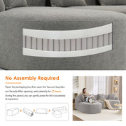 Boneless L-Shape Sectional Sofa with Curved Chaise,Grey Modular Chenille Compression Couch,30D High-Density Foam,Minimalist Modular Couches Sleeper for Living Room Bedroom Apartment Lounge.