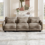 Chenille Supportive Three-Seater Sofa with Exquisite Waist Pillow,Ergonomic Curve Design, Easy to Assemble Modular Couch for Living Room Office, Coffee