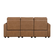 Modern Brown Power Recliner Sofa Set 3pc Sofa Loveseat Chair USB Ports Zero Wall Reclining Design Faux Leather Upholstery Furniture