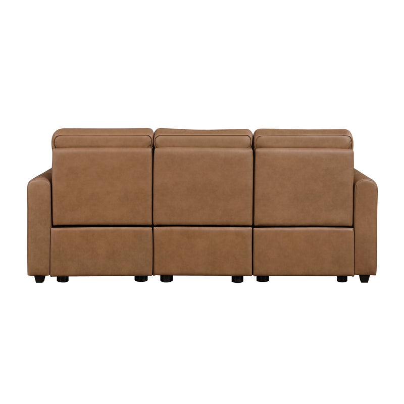 Modern Brown Power Recliner Sofa Set 3pc Sofa Loveseat Chair USB Ports Zero Wall Reclining Design Faux Leather Upholstery Furniture