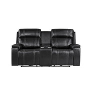 GARY BLACK LEATHER 3 PIECE POWER CONSOLE RECLINING LOVESEAT,SOFA AND RECLINER