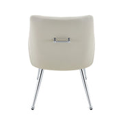 Leather Upholstered Modern Dining Chair with Diamond Tufted Button Back - Dining Room Negotiation Room Cafe Office Accent Chair (Light Gray, Set of 2)