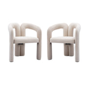 Contemporary Designed Velvet Fabric Upholstered Accent/Dining Chair /Barrel Side Chairs Kitchen Armchair for Living Room set of 2 (Beige Velvet)