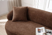 Borwn Mid Century Modern Curved Sofa, 3 Seat Cloud couch Boucle sofa Fabric Couch for Living Room, Bedroom, Office