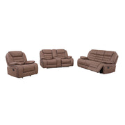 LUCIUS BROWN 3PC CONSOLE RECLINING LOVESEAT-SOFA AND RECLINER