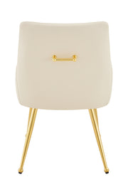 Leather Upholstered Modern Dining Chair with Diamond Tufted Button Back - Dining Room Negotiation Room Cafe Office Accent Chair (Off White, Set of 2)