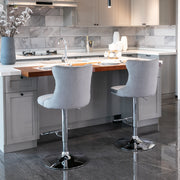 Swivel Barstools Adjusatble Seat Height From 25-33", Modern Upholstered Base Bar Stools With Backs Comfortable Tufted For Home Pub And Kitchen Island (Set of 2)
