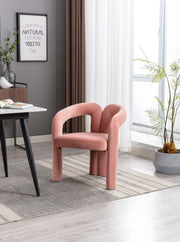 Contemporary Designed Velvet Fabric Upholstered Accent/Dining Chair /Barrel Side Chairs Kitchen Armchair for Living Room set of 2 (Pink Velvet)