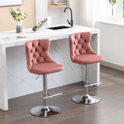 Swivel Barstools Adjusatble Seat Height From 25-33", Modern Upholstered Base Bar Stools With Backs Comfortable Tufted For Home Pub And Kitchen Island (Set of 2)