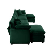 Modern Oversized Modular Cushion Sofa With Ottoman, Low Back, Deep Seating Sofa Set