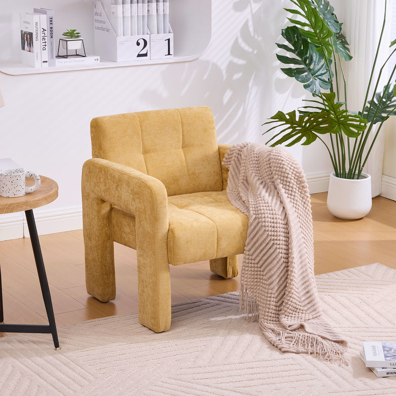 Modern Minimalist Casual Single Armchair Living Room, Bedroom, Office Area Upholstered Chair Comfortable Padded Armchair Nordic Style Casual Seating