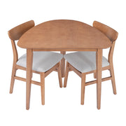 3-Piece Modern Table Set - Triangular Side Table & 2 Curved Wood Chairs, Minimalist Space-saving Light Brown Finishes for Living Room, Kitchen, Small Space, Easy to Assemble