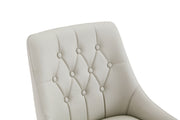 Leather Upholstered Modern Dining Chair with Diamond Tufted Button Back - Dining Room Negotiation Room Cafe Office Accent Chair (Light Gray, Set of 2)