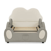 Cute Cloud Shape Bed With Guardrails Cartoon Design, Storage Pocket