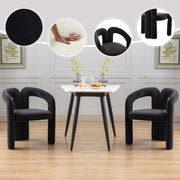 Contemporary Designed Velvet Fabric Upholstered Accent/Dining Chair /Barrel Side Chairs Kitchen Armchair for Living Room set of 2 (Black Velvet)