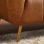 Ava Genuine Italian Leather Sofa with Channel Tufting in Tan, Solid Wood Frame, 85.5 inches for Living Room Bedroom