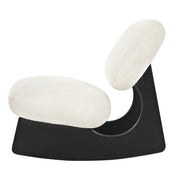 Modern Curved Hollow Base Rocking Accent Chair, Soft Textured Chenille Upholstered Armless Rocker Lounge Chair, Unique Sculptural Rocking Chair for Living Room Bedroom Nursery