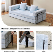 Convertible Floor Sofa Bed With Pillow Back Support Armrest