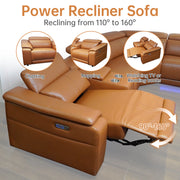 Power Recliner Sectional Sofa with Bluetooth Speakers, L-Shaped Living Room Furniture Set with Wireless Charging, LED Lights, Storage Console & Cup Holders, Living Room Furniture