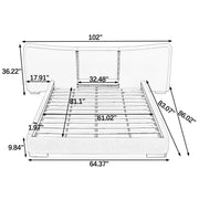 Queen Size Extra Large Platform Bed, Soft Chenille Fabric Frame, Curved Headboard, Reinforced Electroplated Metal Legs, Flexible DIY Side Space Design-Dark Gray