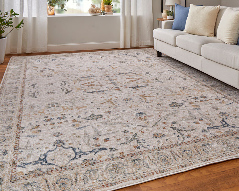 Pasha Transitional Ikat, Ivory/Blue/Red