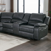 Modern 7-Piece Power Reclining Sectional Sofa in Black with Premium Faux Leather, 3 Adjustable Recliners, USB Ports & Cup Holders, Oversized Seating for Living Room