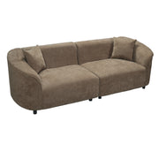 Curved Contemporary Sofa in Brown: Plush Seating, Streamlined Design, and Durable Frame – Ideal for Stylish Living Spaces