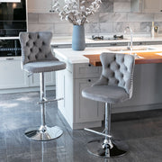 Swivel Barstools Adjusatble Seat Height From 25-33", Modern Upholstered Base Bar Stools With Backs Comfortable Tufted For Home Pub And Kitchen Island (Set of 2)