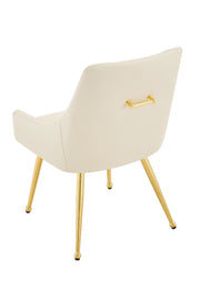 Leather Upholstered Modern Dining Chair with Diamond Tufted Button Back - Dining Room Negotiation Room Cafe Office Accent Chair (Off White, Set of 2)