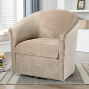 Eden Sand Swivel Chair Beige Microfiber Upholstery 30x29.75x30 inches