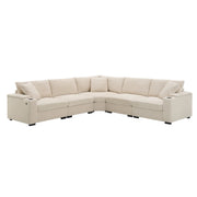 Convertible L Shaped Sectional Corner Couch With Armrest Storage Cup Holders USB Charger, Irregular Corner Oversized Comfy Modular Sofa